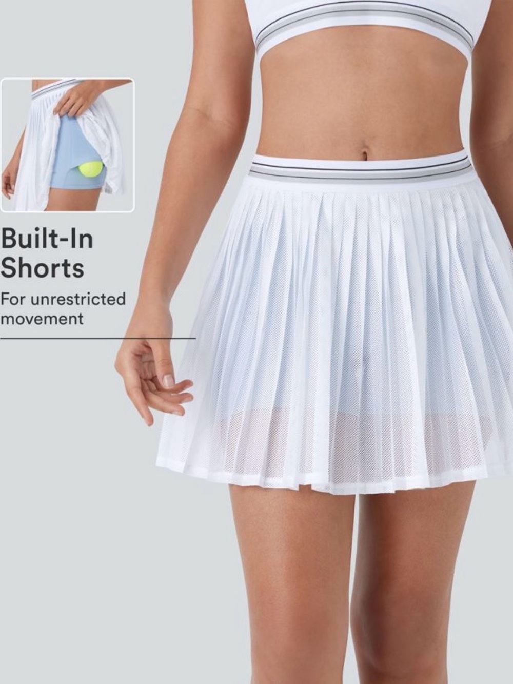 Halara NWT High Waisted Pleated Tennis Skort Blue Shorts Pocket Size Small